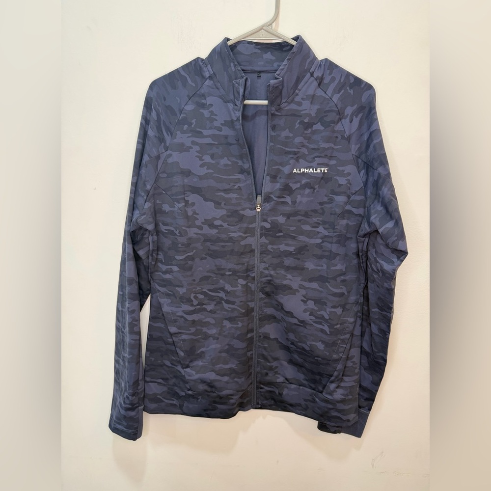 Alphalete Jacket Mens Blue Camo Full Zip Premium Athletic Track